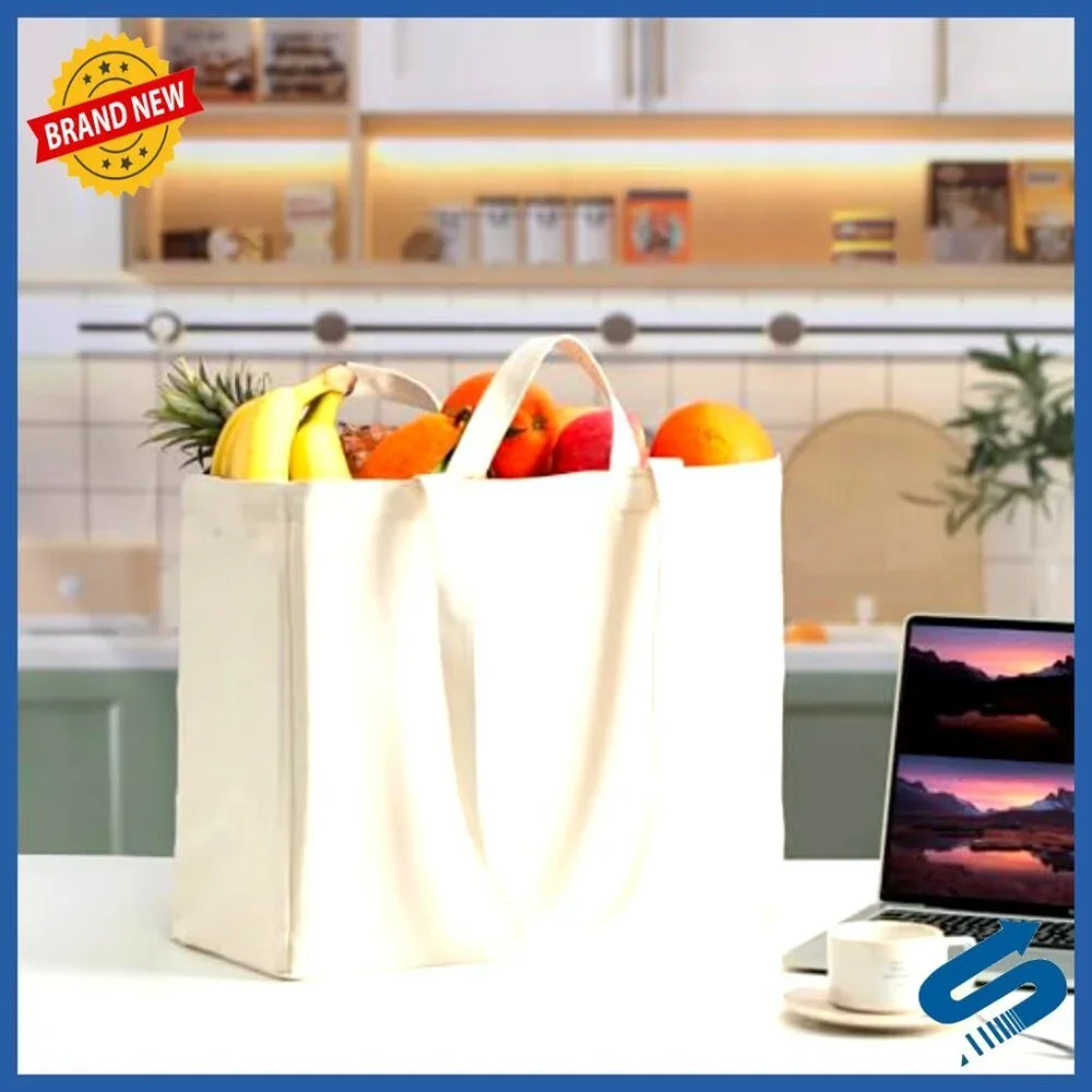 Heavy Duty Canvas Tote Bags Foldable Reusable Grocery Shopping Eco Friendly